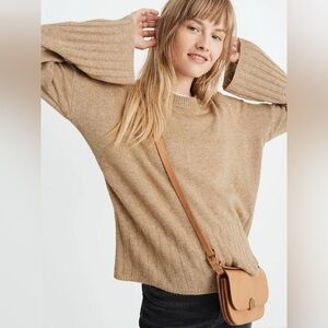 Madewell Ayres Wide Sleeve Pullover Sweater in Heather Camel M